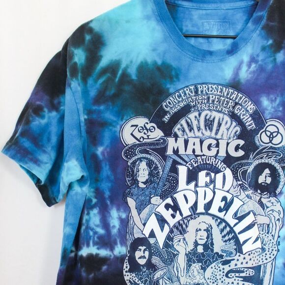 Blue Tie Dye Led Zeppelin Liquid Blue Wembley Tee Large - Picture 2 of 6